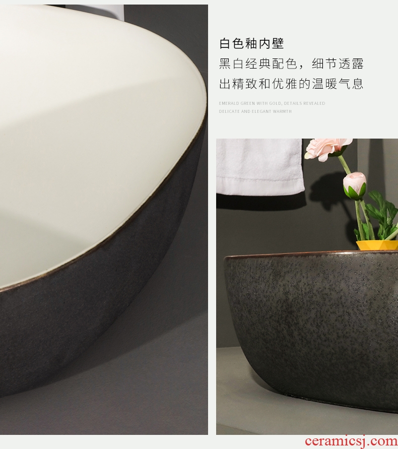 Square table basin balcony sink ceramic toilet lavatory household art metal glaze single basin of the basin that wash a face