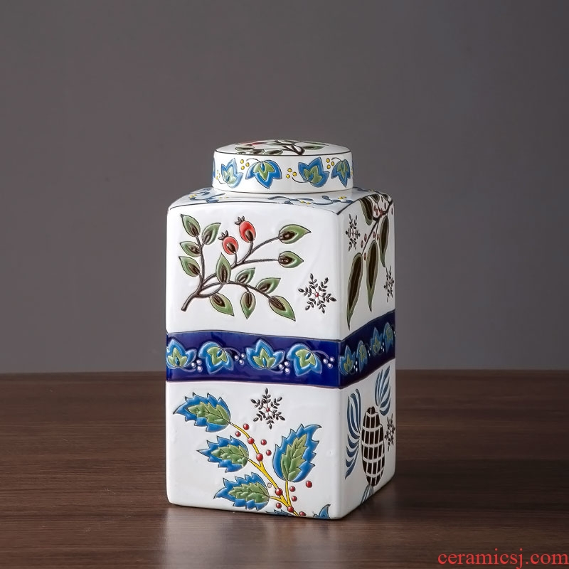 Jingdezhen ceramic vase furnishing articles storage tank with cover home sitting room desk flower arranging decoration decoration ideas