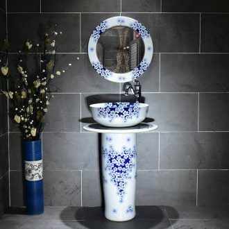 Lavabo ceramic column lavatory toilet is suing balcony floor integrated art basin sink sink