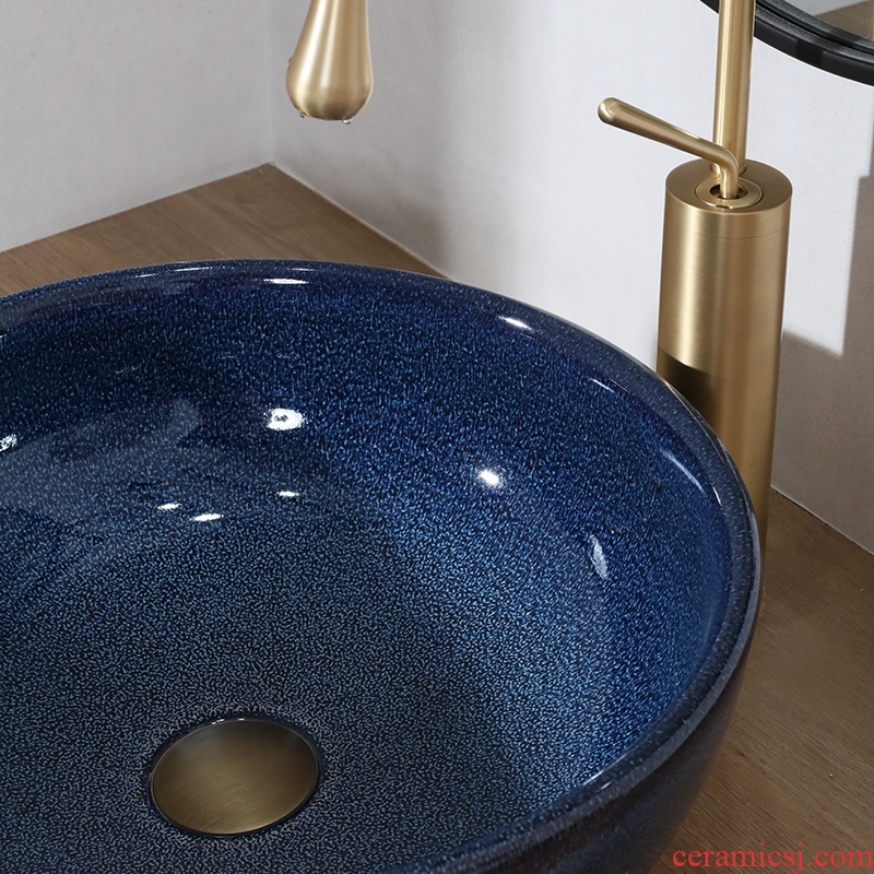 Ou on the sink basin ceramic art creative simple circular bathroom toilet lavabo single basin