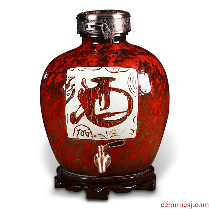 Jingdezhen ceramic bottle mercifully wine jar it 10 jins 20 jins 30 kg sealed jar of household altar wine its