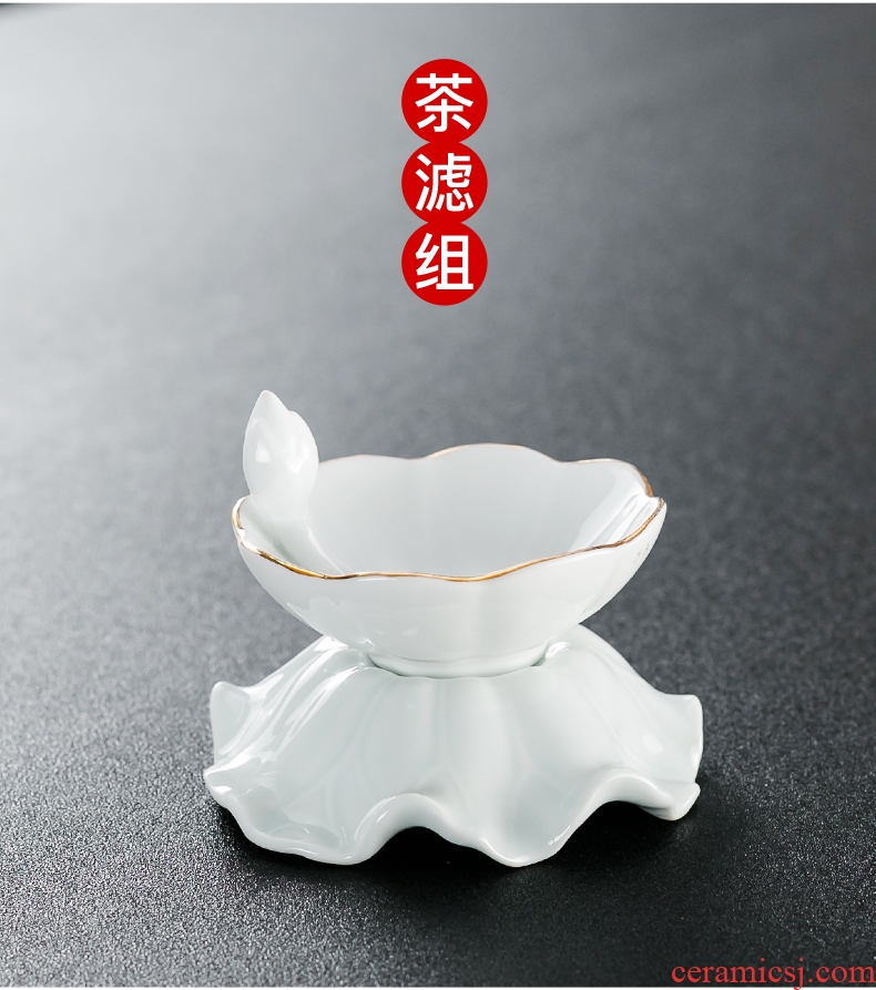 Qin Yi colored enamel kung fu tea set household contracted a gift of a complete set of ceramic teapot teacup tureen gift boxes