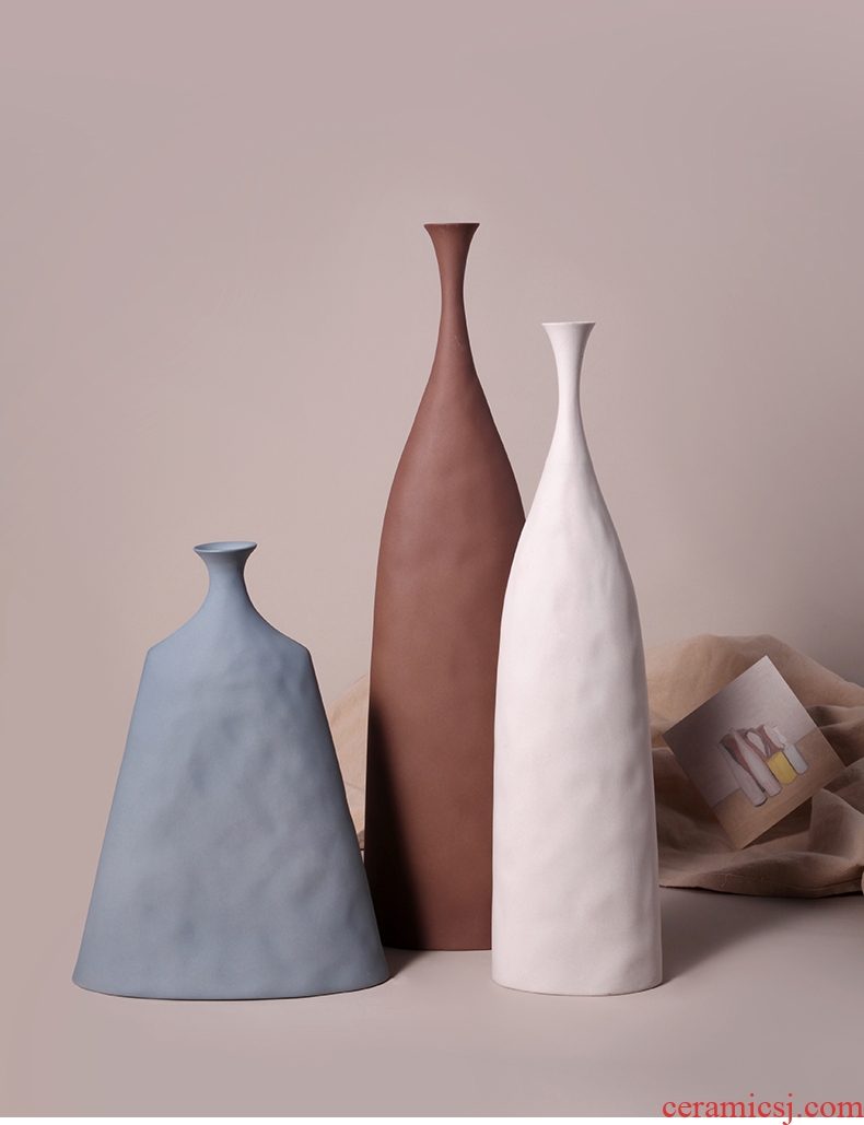 Nordic art element embryo ceramic vase geometrical irregular texture creative handicraft furnishing articles morandi example room
