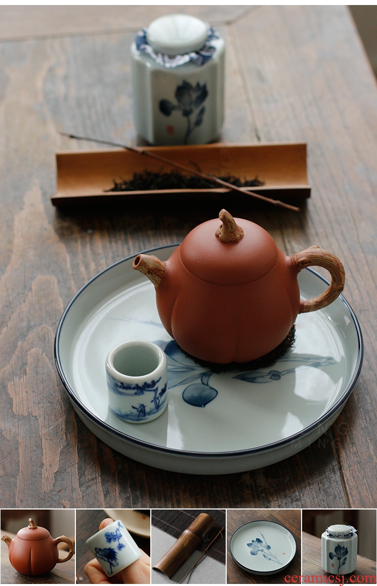 Serve tea jingdezhen hand - made orchid pot bearing the ancient celadon kung fu tea set ceramic pot dry blister tray of the teapot tea tray