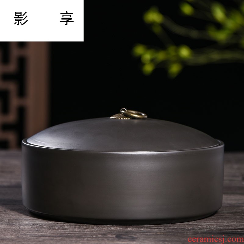 Shadow enjoy ceramic tea pot large violet arenaceous pu 'er tea storehouse of bread violet arenaceous caddy fixings two seal storage POTS of household