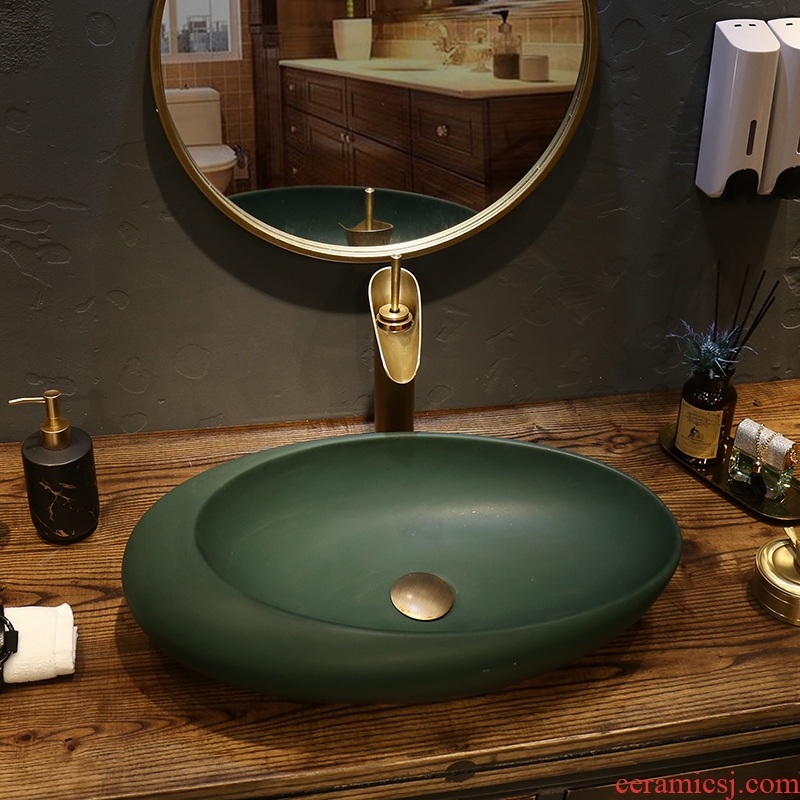 Nordic stage basin art ceramic oval, square, household sink sink basin on creative contracted