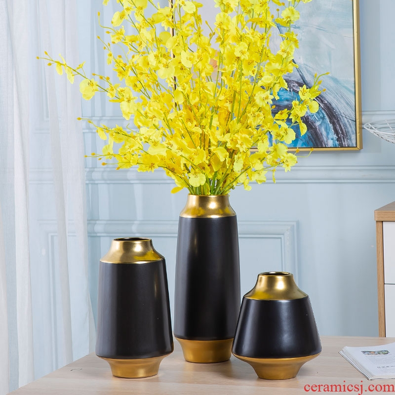 Nordic vase contracted dry flower arranging flowers adornment household living room furnishings jingdezhen ceramic light key-2 luxury furnishing articles flowers