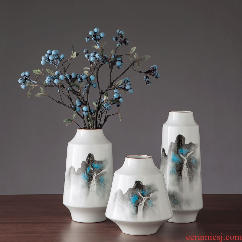 I and contracted ceramic flower vase continental creative living room white dried flowers, Nordic home furnishing articles