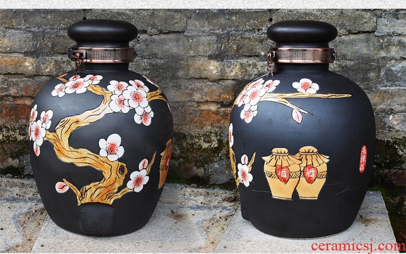 Jingdezhen ceramic jars sealed 50 jins home 20 jins archaize storing wine wine jar jar it 30 kg bottles