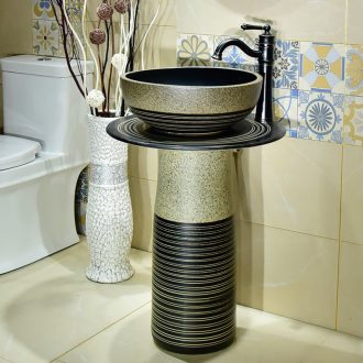 Toilet lavabo ceramic pillar household is suing floor balcony Toilet integrated move for wash basin