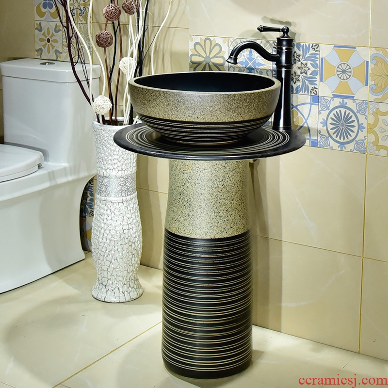 Toilet lavabo ceramic pillar household is suing floor balcony Toilet integrated move for wash basin