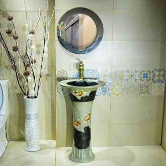 Ceramic column basin one - piece basin one balcony sink console single - column lavatory pillar basin that wash a face
