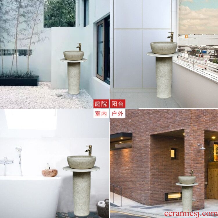 Northern wind column type lavatory is suing floor balcony sink courtyard ceramic bathroom sink