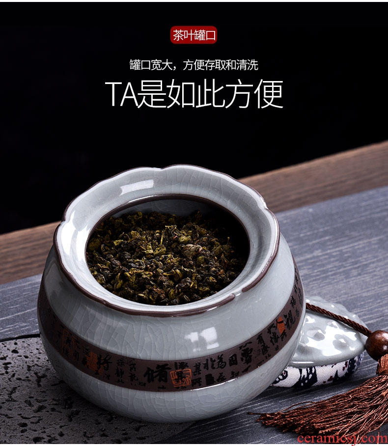 Shadow enjoy ceramic tea pot kung fu tea set suit household elder brother up with sealing tank storage jar tea packing box of HF