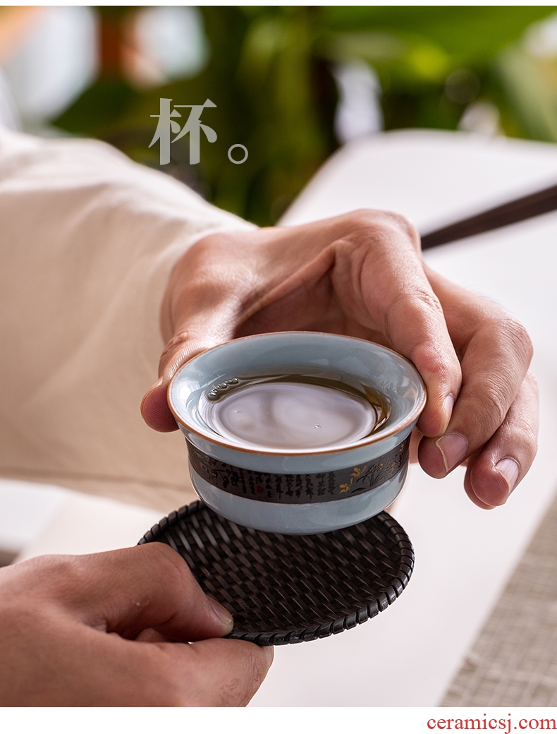 Elder brother up of a complete set of kung fu tea set suit household ceramics slicing the teapot tea tea cups to wash to GaiWanCha accessories