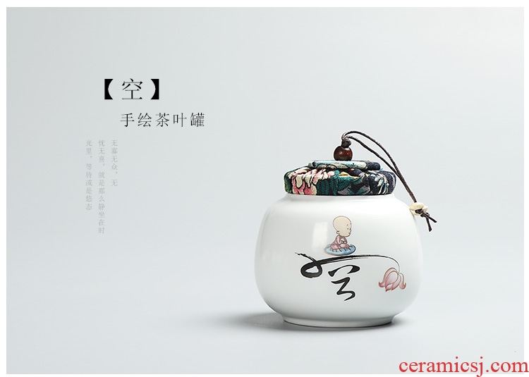 Inferior smooth ceramic tea caddy fixings seal box travel tea warehouse storage pot pu 'er tea POTS, tea set