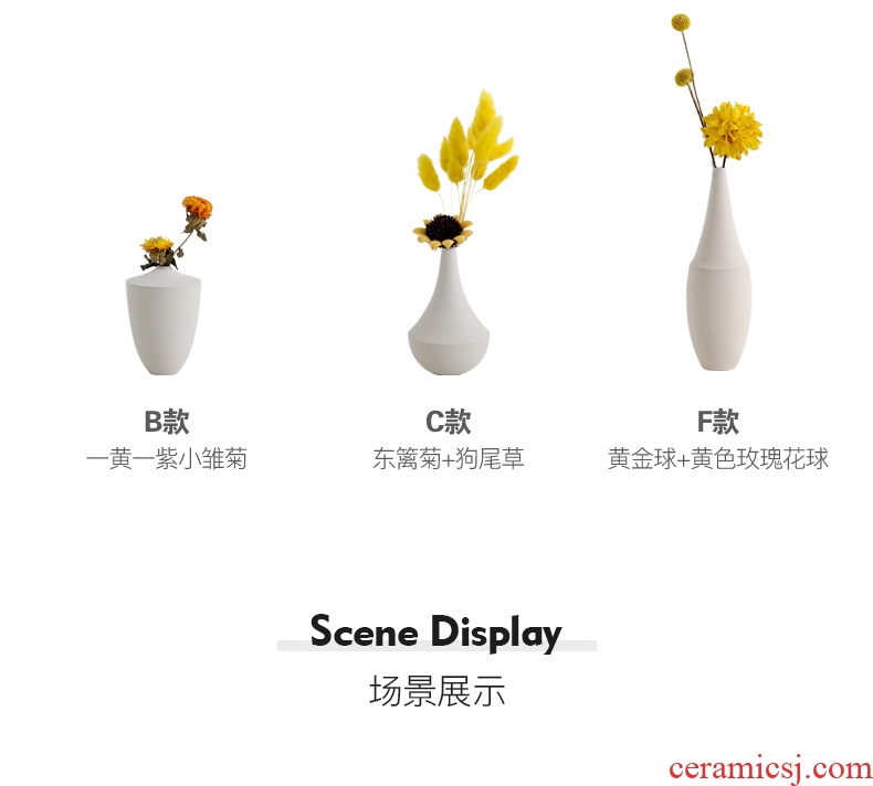 Nordic ceramic art element embryo vase furnishing articles TV ark, simulation flower arranging flowers, dried flowers, contracted sitting room floret