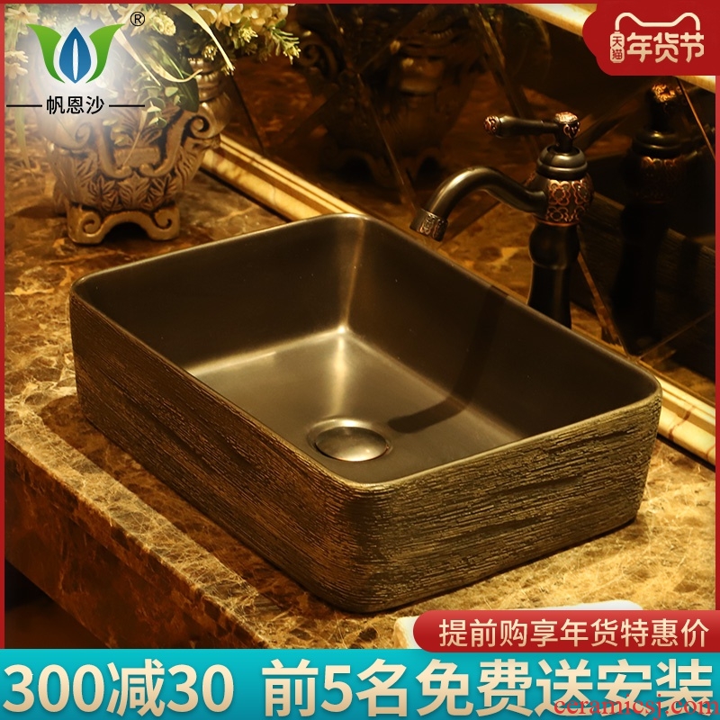 Square table basin of continental lavabo black frosted the basin that wash a face ceramic lavatory toilet wash gargle