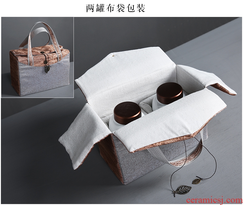 Auspicious edge enamel made ceramic tea pot metal cover seal tank storage medium, tea boxes