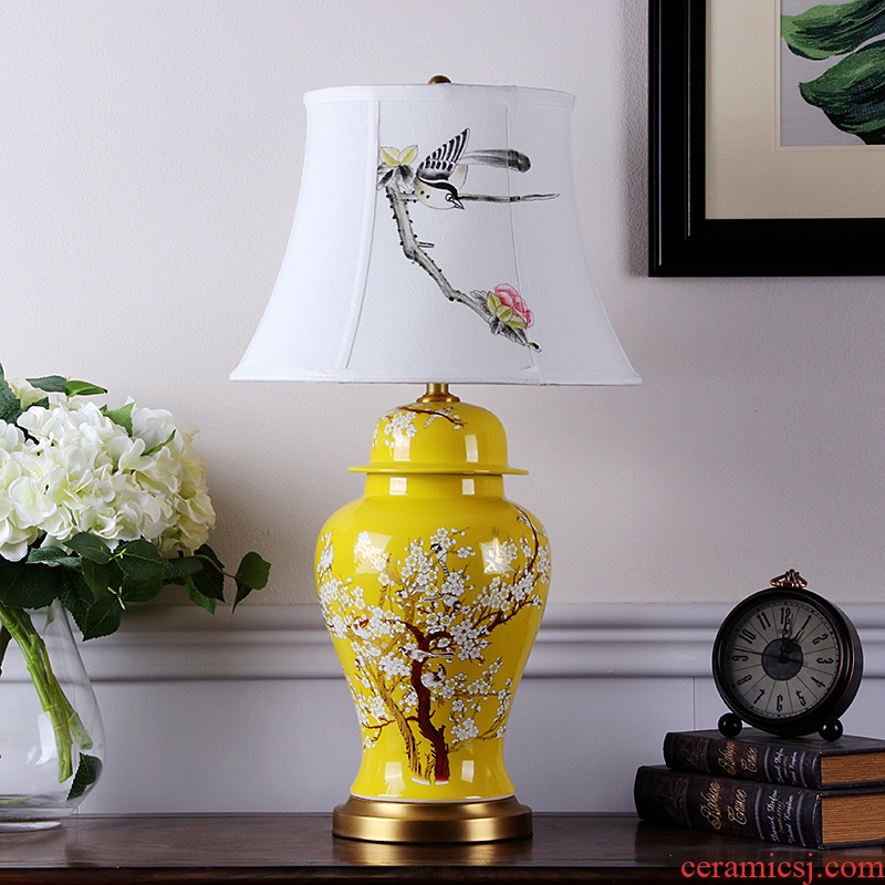 New Chinese style classic ceramic desk lamp sitting room between villa hotel engineering example of bedroom the head of a bed decorative hand - made flowers and birds