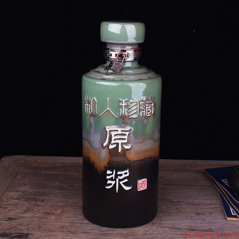 Jingdezhen ceramic bottle 5 jins of with the household mercifully hip archaize jar sealing installed the empty bottles