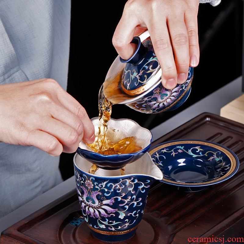 Jingdezhen coppering. As silver tureen tea cup 6 pack of household ceramics kung fu tea set contracted and I office