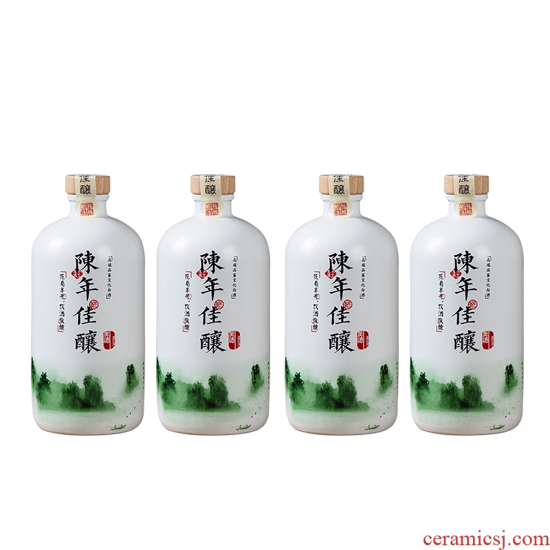 Jingdezhen ceramic bottle 1 catty vintages seal pot liquor small it empty jar wine cellar