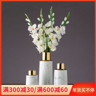 Imitation gold - plated marble ceramic flower implement home furnishing articles dried flower vase jingdezhen ceramic vase desktop sitting room