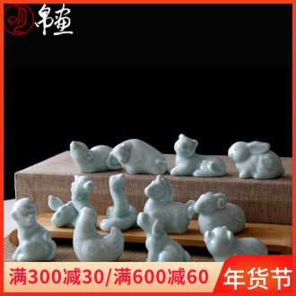Jingdezhen ceramic zodiac furnishing articles of a full set of the family decorates a small animal ins creative express it in the desktop accessories
