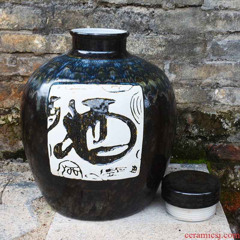 Jingdezhen ceramic wine wine jar cylinder 10 jins 30 jins of archaize 20 jins bottle home hip flask 50 kg pot