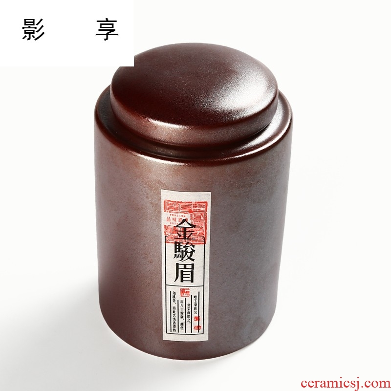 Shadow enjoy pure color seal caddy fixings contracted ceramic POTS awake household YPQ receives black tea tea storage storehouse