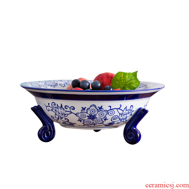 Jingdezhen ceramic fruit bowl ou shi to disc home tea table decorations office of snack plate furnishing articles