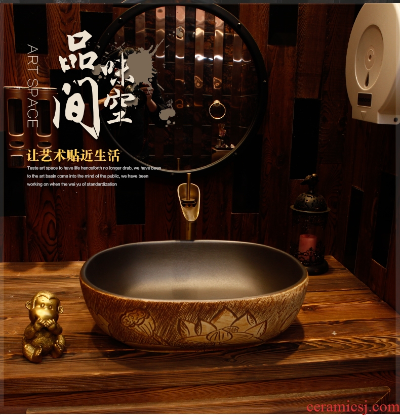 Archaize ceramic basin stage of the basin that wash a face washing basin sink oval water basin basin basin of northern Europe