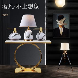 The New Chinese zen painting ink ceramic desk lamp sitting room porch light furnishing articles of key-2 luxury villa copper fittings of bedroom the head of a bed