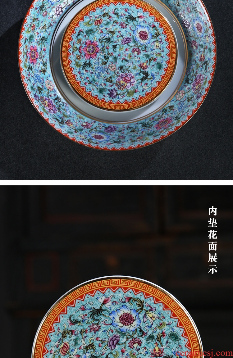 The Product colored enamel porcelain remit tureen pot bearing pad the teapot teacup saucer ceramic teapot household floral kung fu tea set