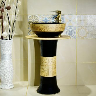 Ceramic column type lavatory floor balcony pillar lavabo toilet basin integrated household contracted