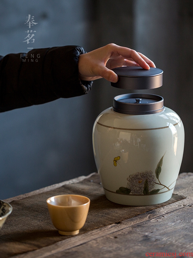 Serve tea large antique celadon hand - made of blue and white porcelain tea pot metal cover sealing ceramic pot of pu - erh tea POTS
