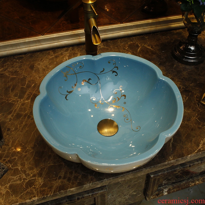 The stage basin American round art basin of new Chinese style restoring ancient ways ceramic face basin bathroom sinks The pool that wash a face to wash your hands