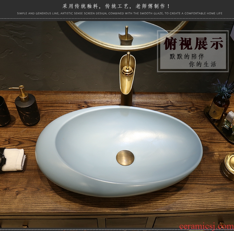 Creative Nordic ceramic stage basin sink art square blue contracted household bathroom sinks