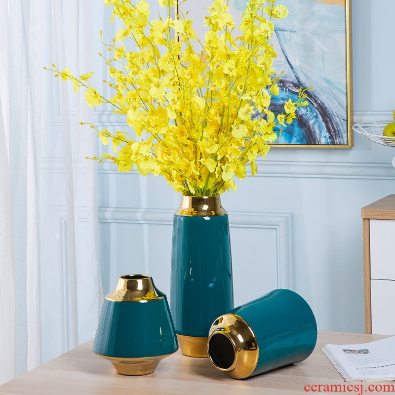Nordic vase contracted dry flower arranging flowers adornment household living room furnishings jingdezhen ceramic light key-2 luxury furnishing articles flowers