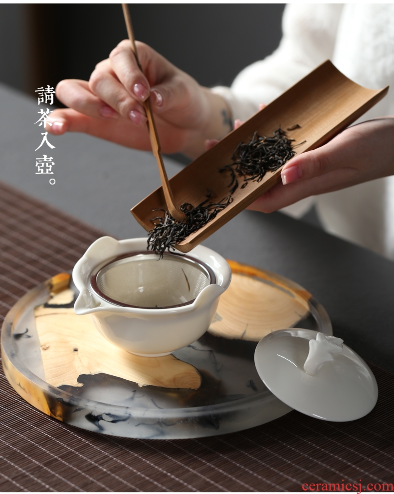 Is good source white porcelain hand grasp lid bowl jade porcelain ceramic teapot kung fu tea tea bowl three tureen spare parts