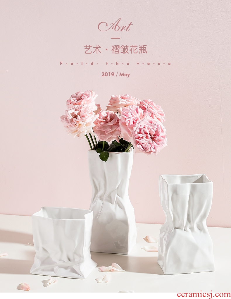 A Fold [directly] to the Nordic idea contracted art vase furnishing articles sitting room hydroponic flower implement ceramic flower arranging flowers