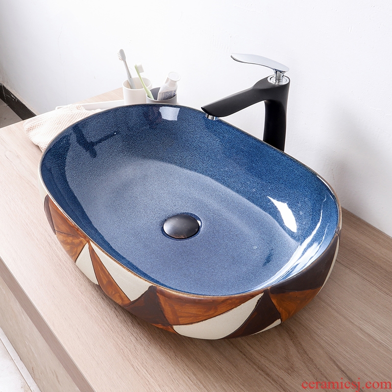 Europe type restoring ancient ways of ceramic art stage basin sink oval face basin sink toilet lavatory basin