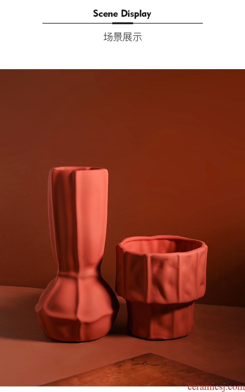Nordic morandi color creative hydroponic vase dried flower adornment art ceramics desktop sitting room take place