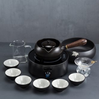 Coarse pottery side boil pot of large tea ware suit household electrical TaoLu ceramic kung fu tea pu - erh tea boiled tea tea stove temperature