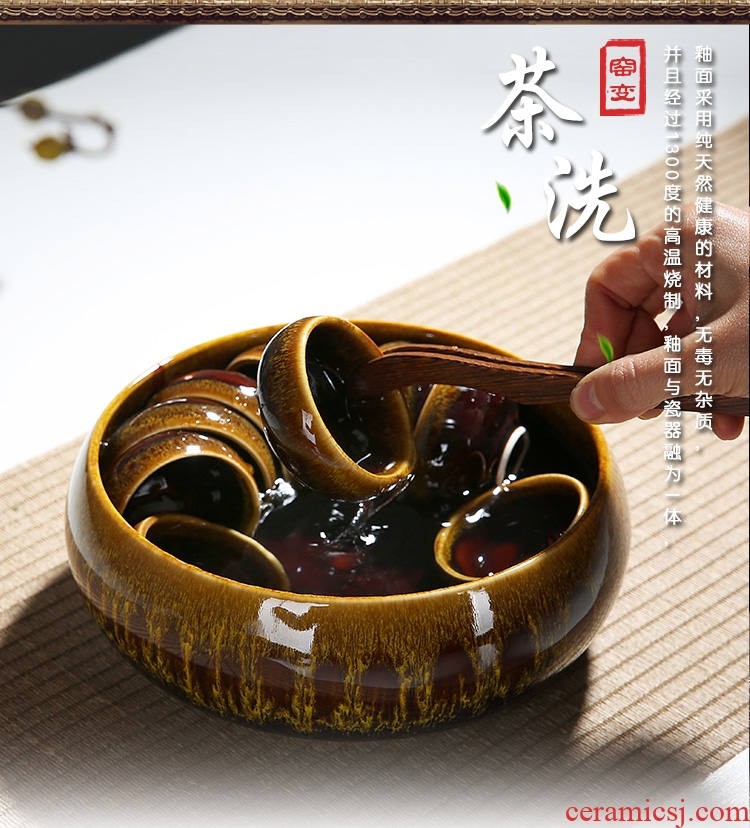 Auspicious edge up large tea to wash the ashtray container large ceramic tea accessories kung fu tea XiCha masterpieces sea