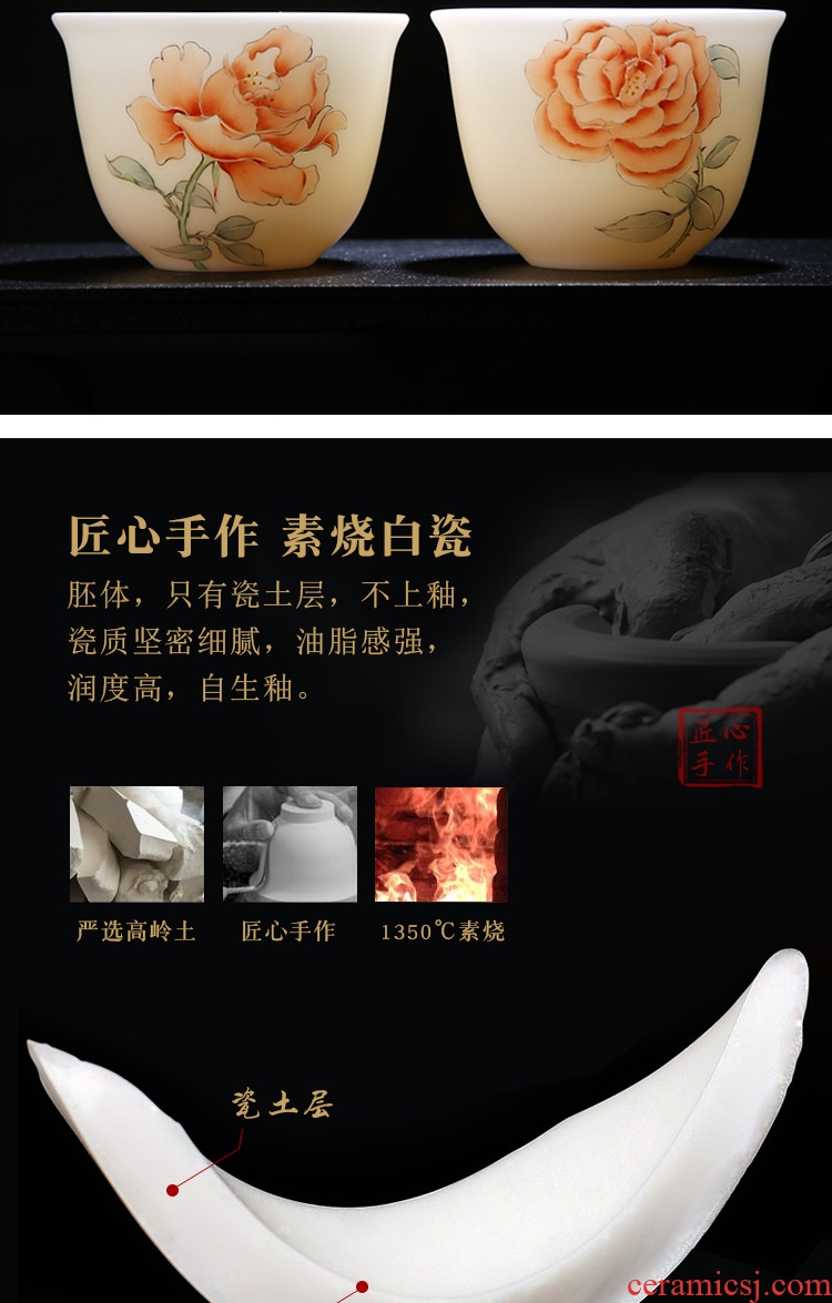 The Product porcelain sink suet jade white porcelain cup single CPU kung fu tea master cup manual hand - made ceramic sample tea cup of tea