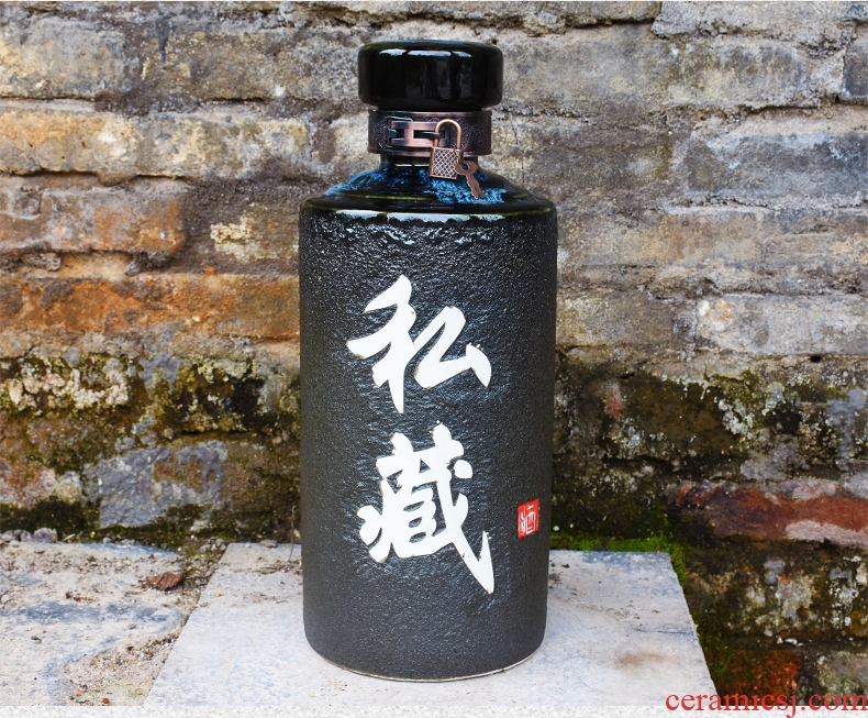 Jingdezhen ceramic bottle 5 jins of archaize home empty bottle jar sealing mercifully wine bottle wine pot brewing