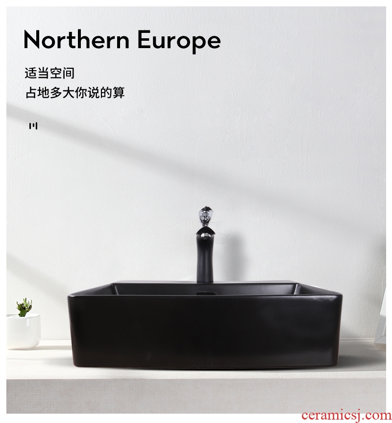 Nordic black stage basin sink ceramic toilet basin sinks minimalist art basin square pool