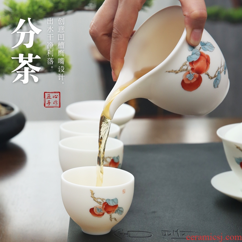 Fair quality porcelain sink ceramic cup pure manual hand - made white porcelain tea sea household device and a cup of tea kungfu tea accessories